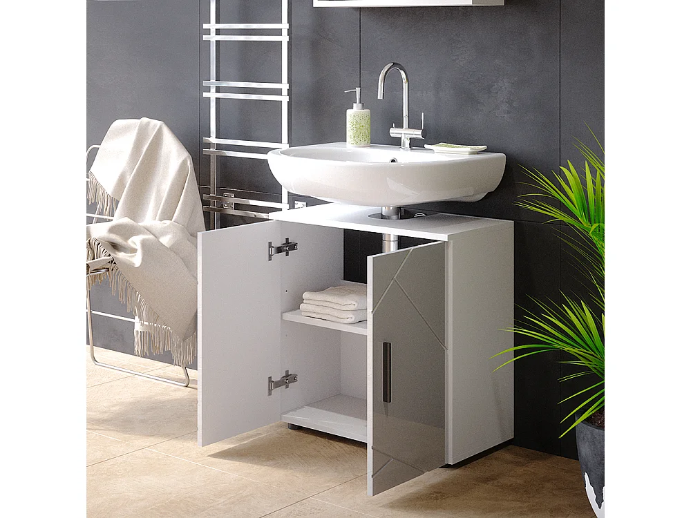 Mobile sottolavabo per bagno bianco lucido 60x30x59 irma