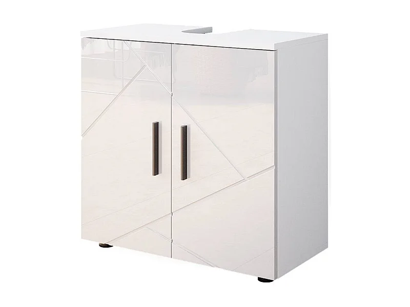 Armário inferior para lavatório branco alto brilho 60x30x59 irma