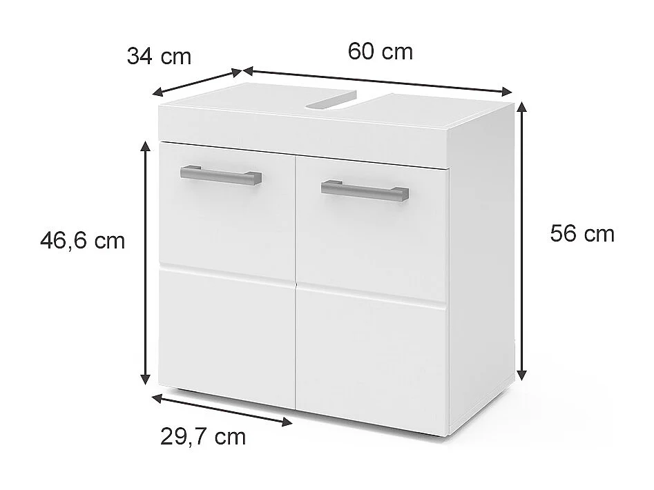 Waschbeckenunterschrank weiß 60x34x56 luna