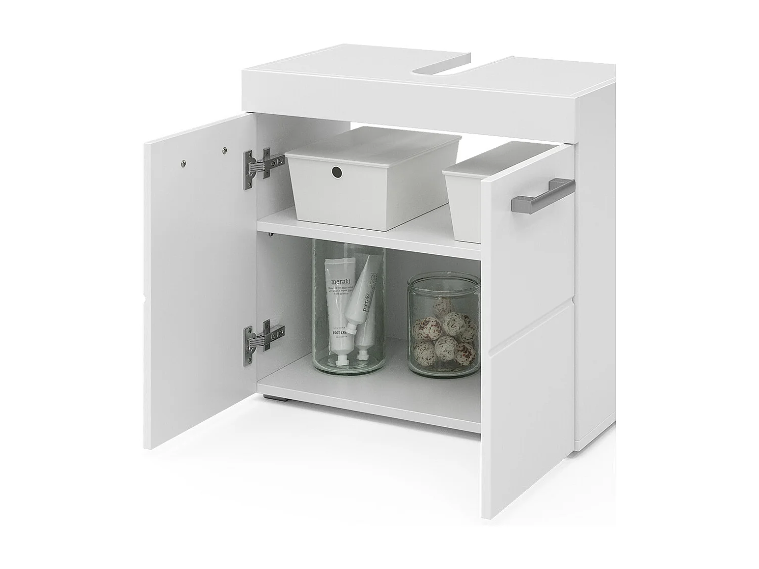 Meuble sous vasque simple blanc 60x34x56 luna