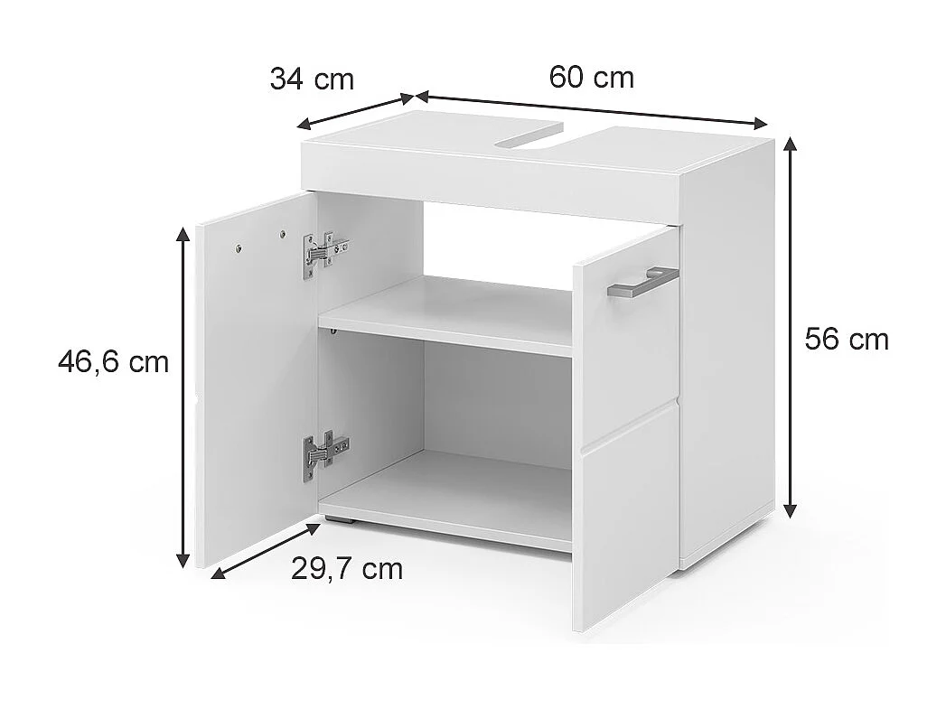 Mobile sottolavabo per bagno bianco 60x34x56 luna