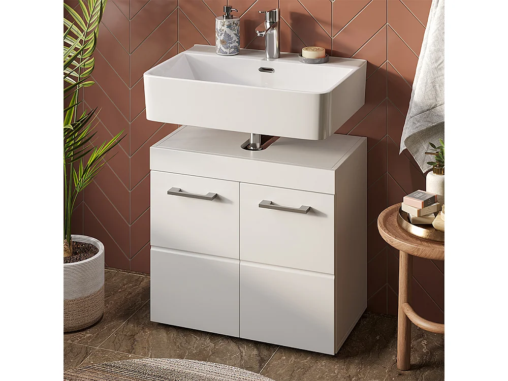 Mobile sottolavabo per bagno bianco 60x34x56 luna