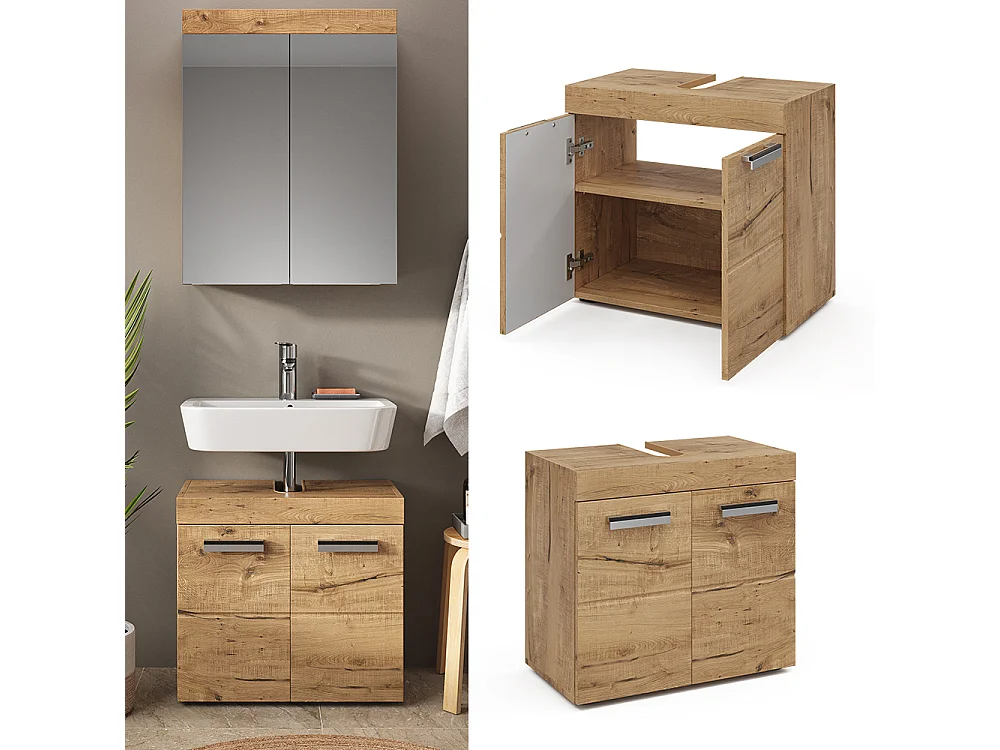 Wastafelonderkast eiken wotan 60x34x56 luna