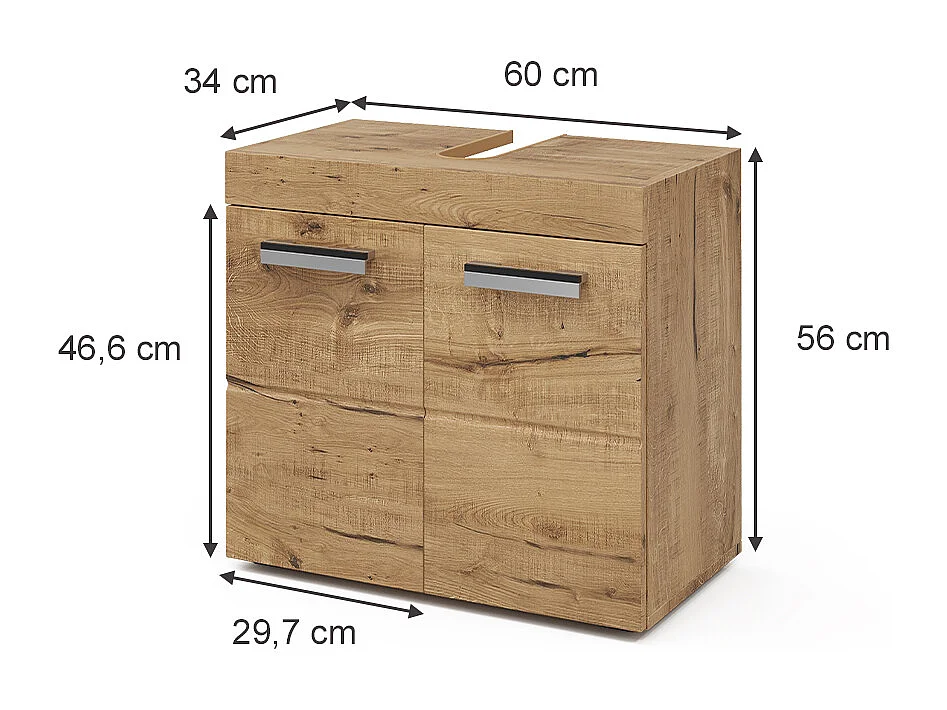 Wastafelonderkast eiken wotan 60x34x56 luna
