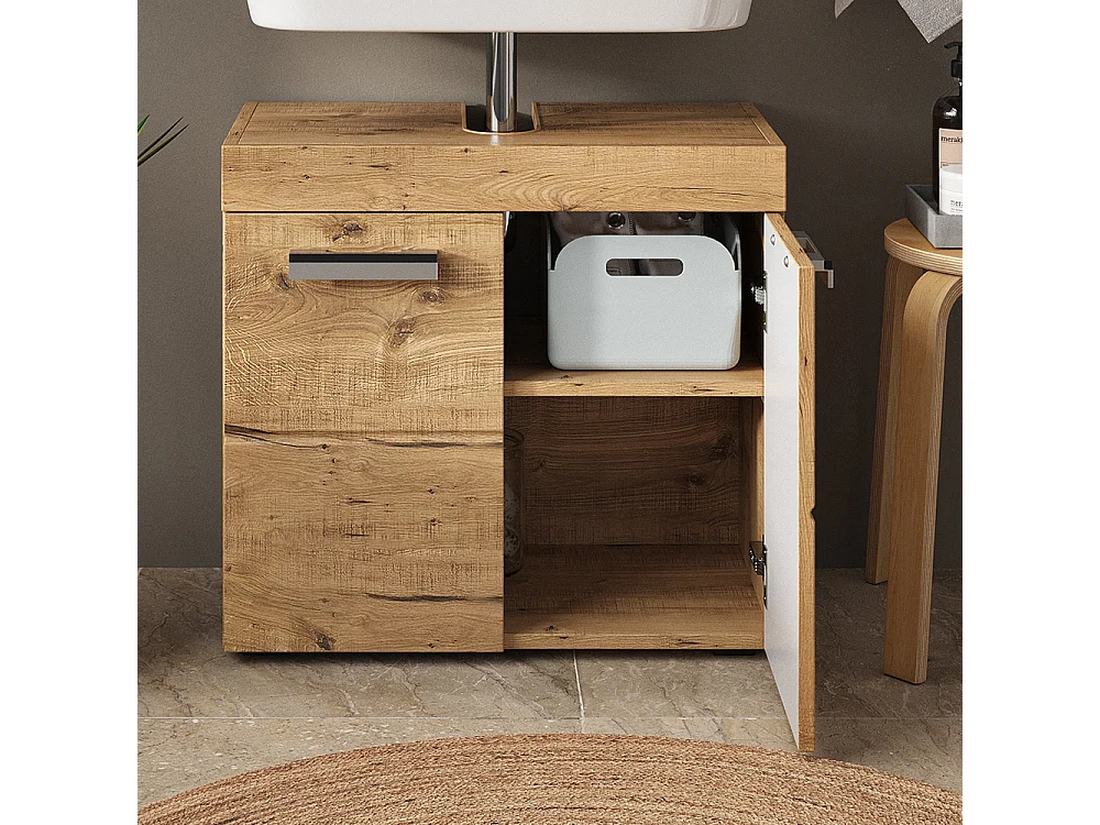 Meuble sous vasque simple chêne wotan 60x34x56 luna