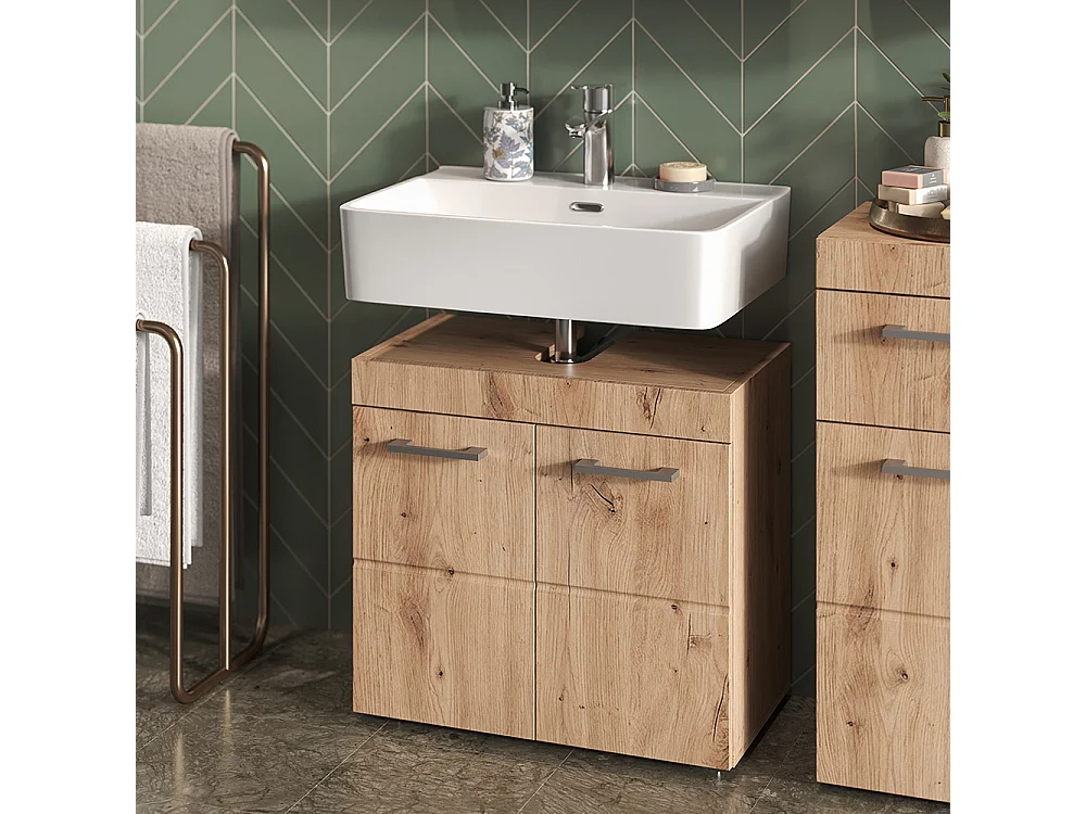 Mobile sottolavabo per bagno quercia wotan 60x34x56 luna