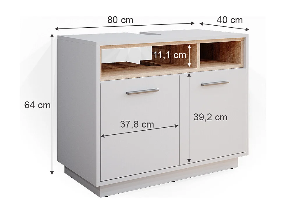 Mobile sottolavabo per bagno bianco 80x40x64 beatrice