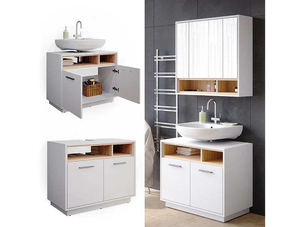 Mobile sottolavabo per bagno bianco 80x40x64 beatrice