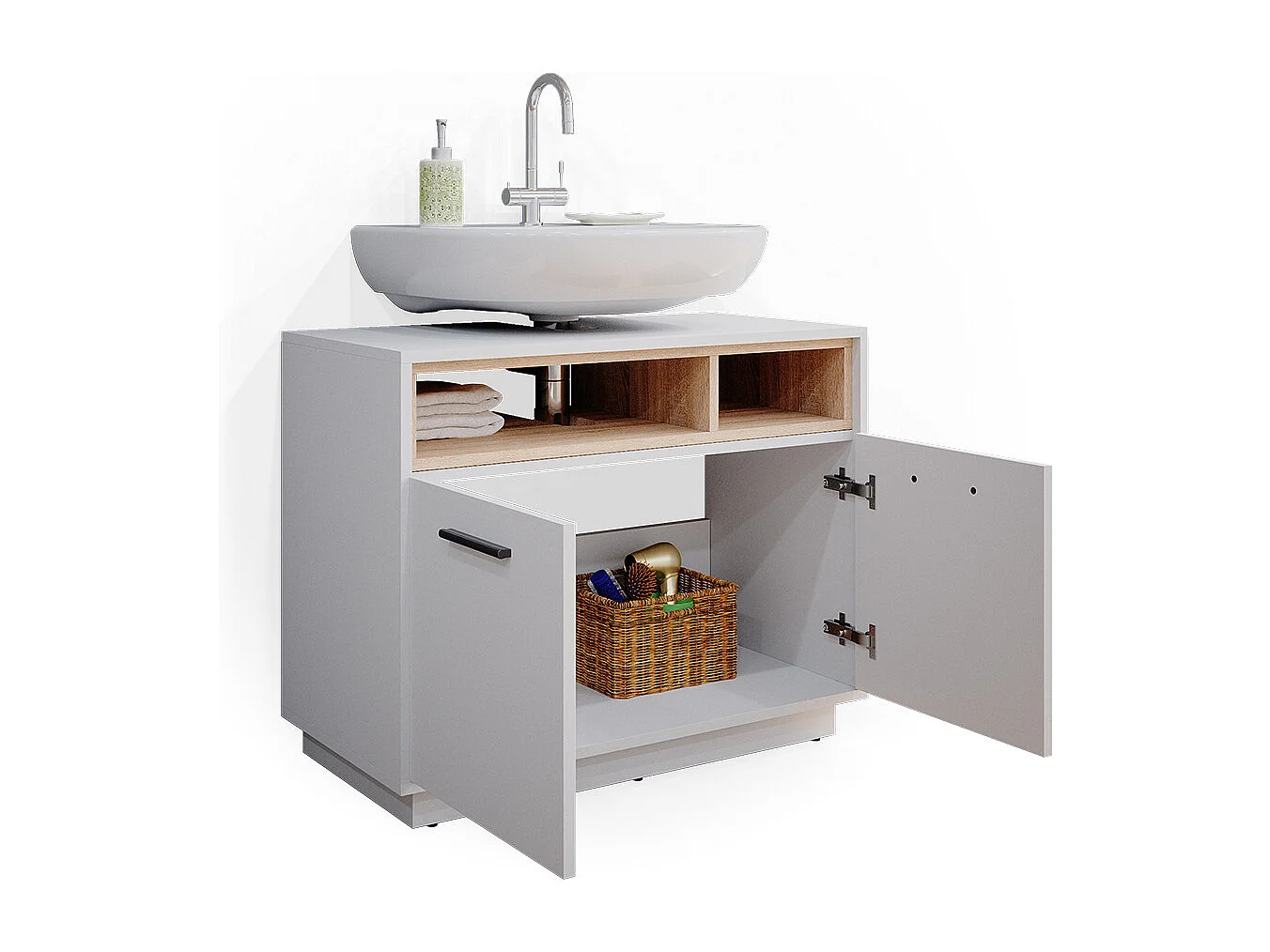 Meuble sous vasque simple blanc 80x40x64 beatrice