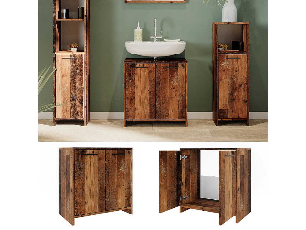 Waschbeckenunterschrank eiche rustikal 58x33x60 kiko