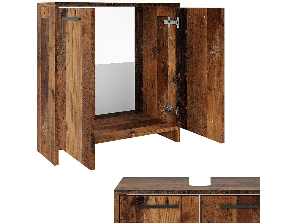 Meuble sous vasque simple chêne rustique 58x33x60 kiko