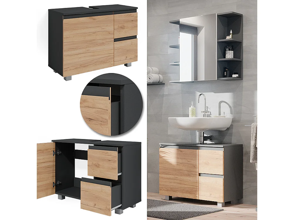 Meuble sous vasque simple sonoma 80x33x60.8 j-shape