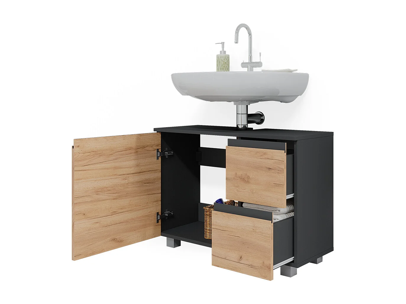 Meuble sous vasque simple sonoma 80x33x60.8 j-shape