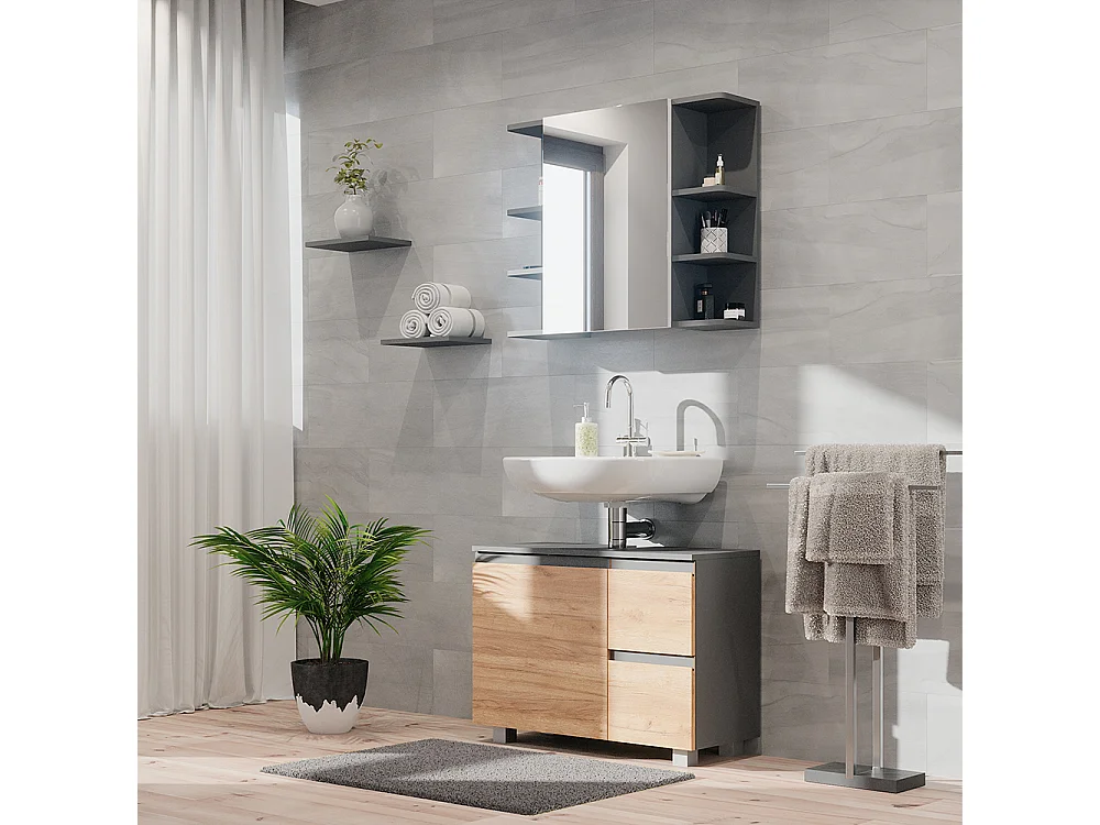 Meuble sous vasque simple sonoma 80x33x60.8 j-shape