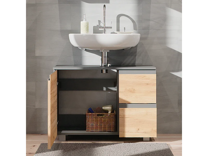 Waschbeckenunterschrank sonoma 80x33x60.8 j-shape