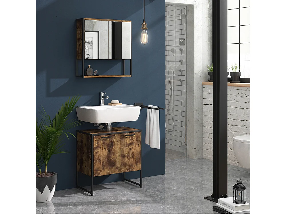 Wastafelonderkast antiek hout 60x33x60 fyrk