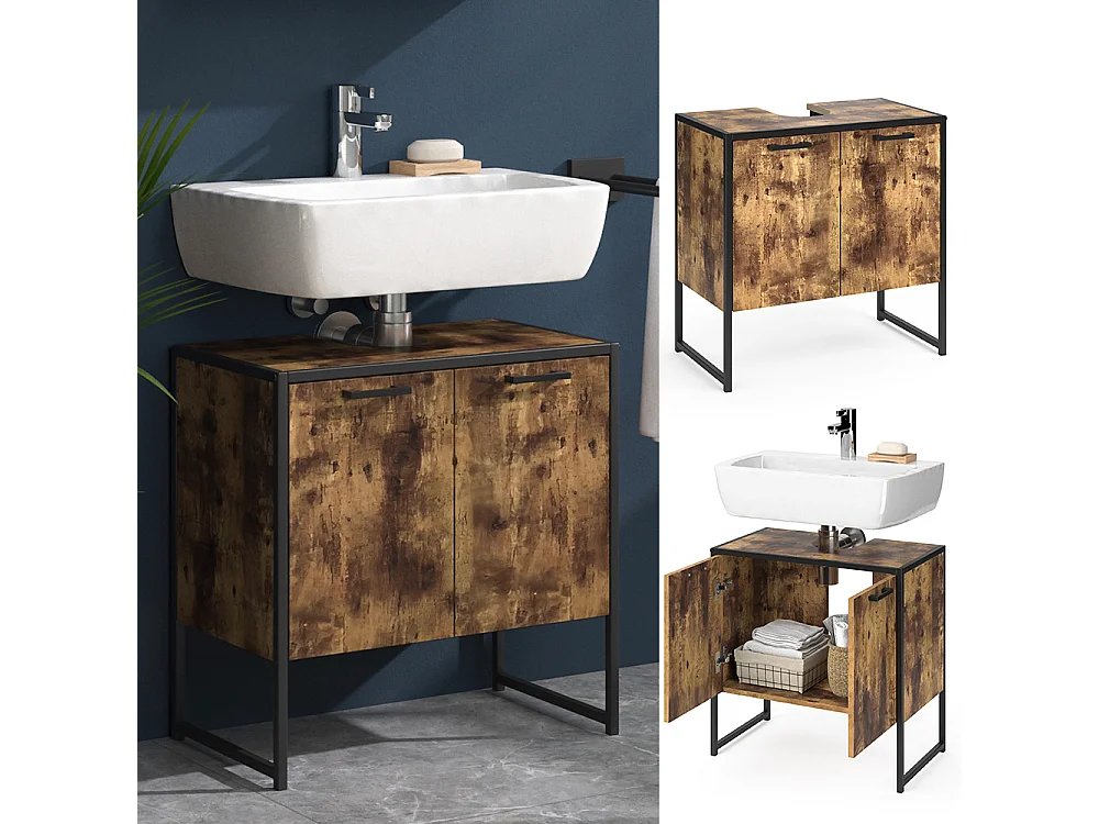 Meuble sous vasque simple bois antique 60x33x60 fyrk