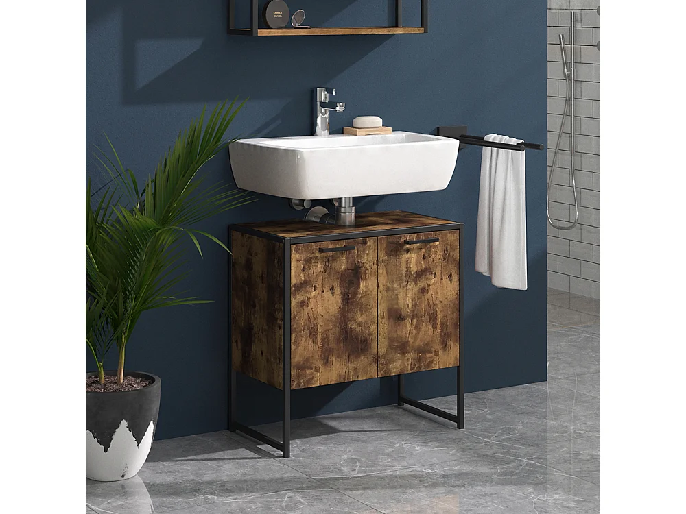 Meuble sous vasque simple bois antique 60x33x60 fyrk