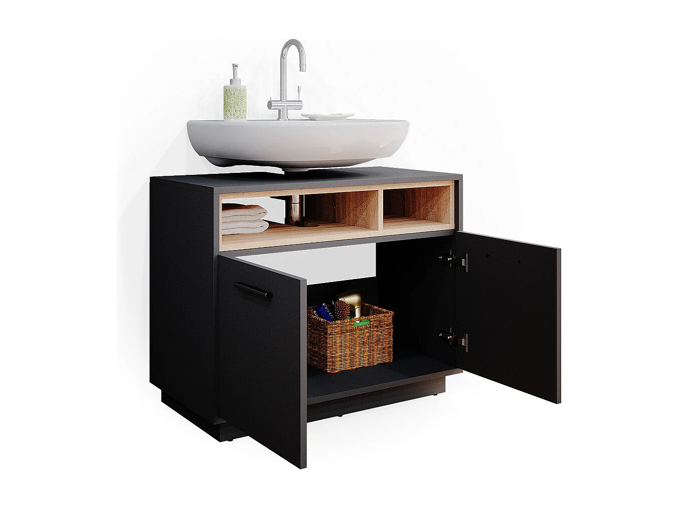 Meuble sous vasque simple anthracite 80x40x64 beatrice