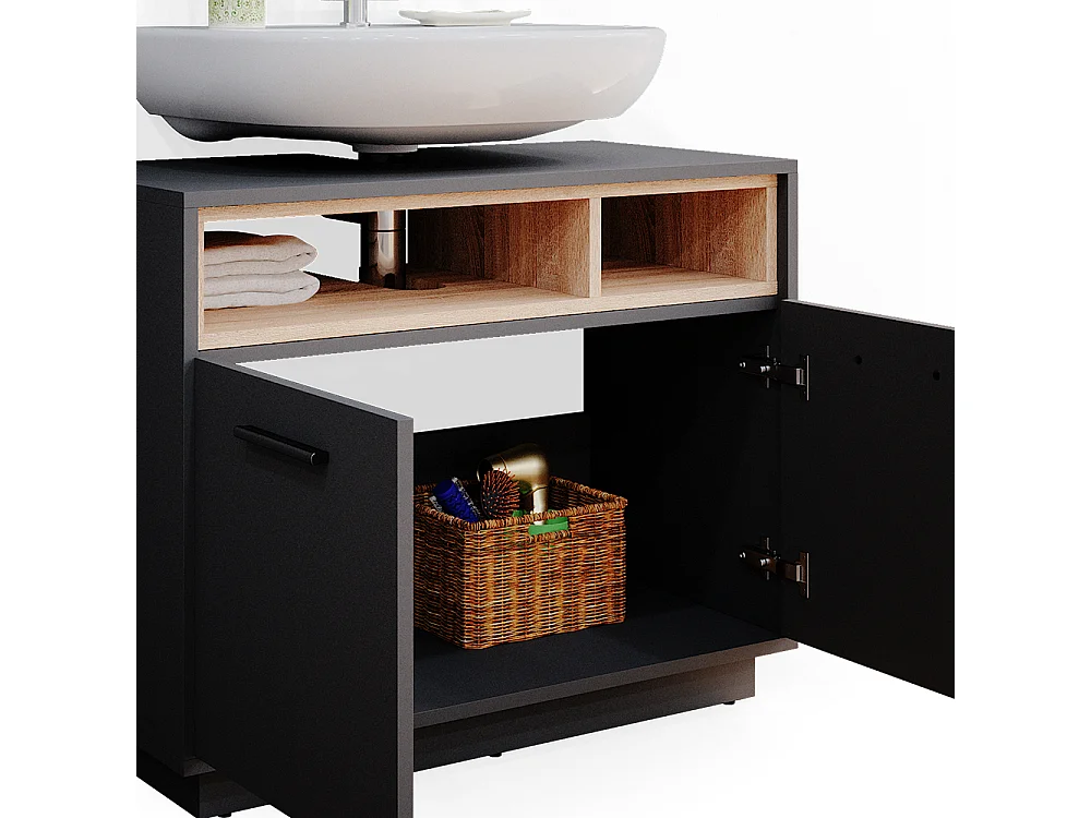 Meuble sous vasque simple anthracite 80x40x64 beatrice