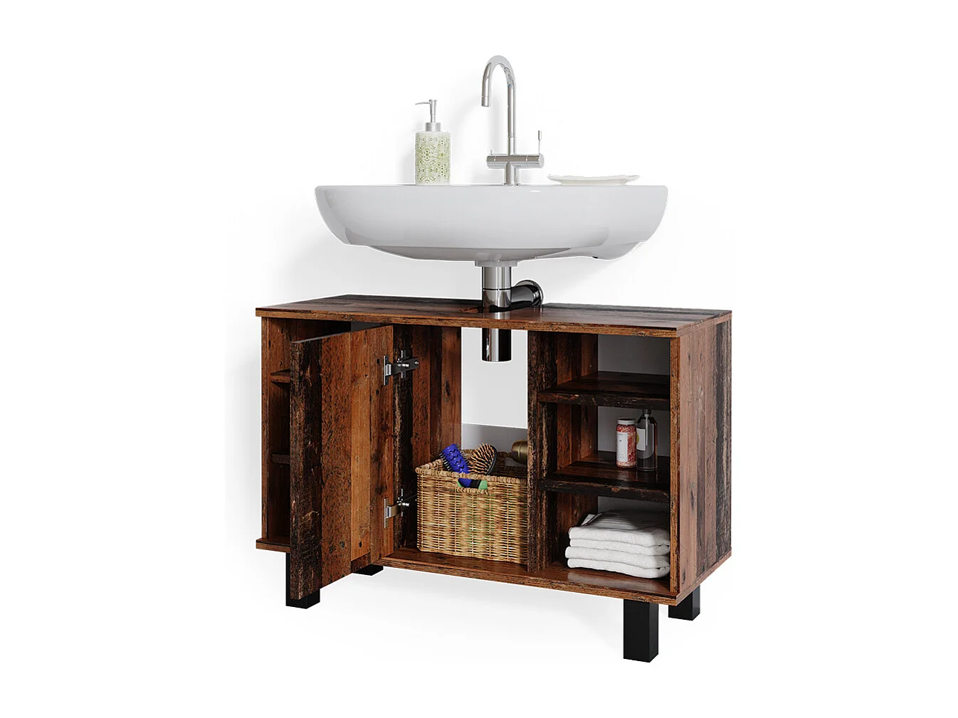 Mobile sottolavabo per bagno legno antico 80x32x54 fynn