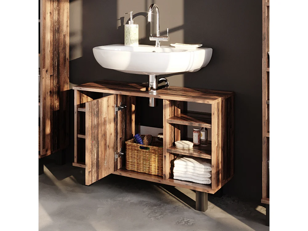 Meuble sous vasque simple bois antique 80x32x54 fynn