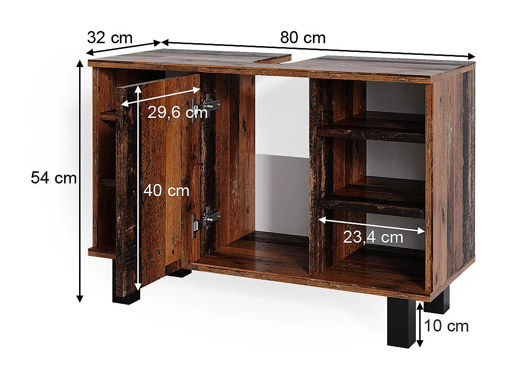 Szafka pod umywalkę drewno antyczne 80x32x54 fynn