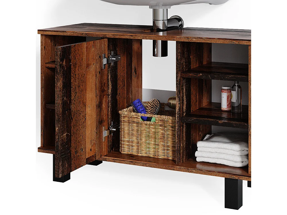 Meuble sous vasque simple bois antique 80x32x54 fynn