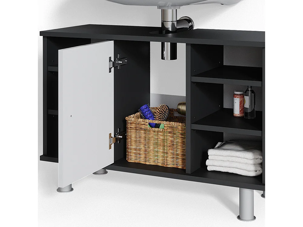 Meuble sous lavabo anthracite/blanc brillant 80x32x54 fynn