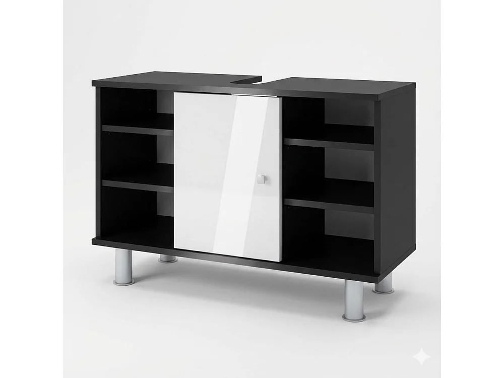 Meuble sous lavabo anthracite/blanc brillant 80x32x54 fynn