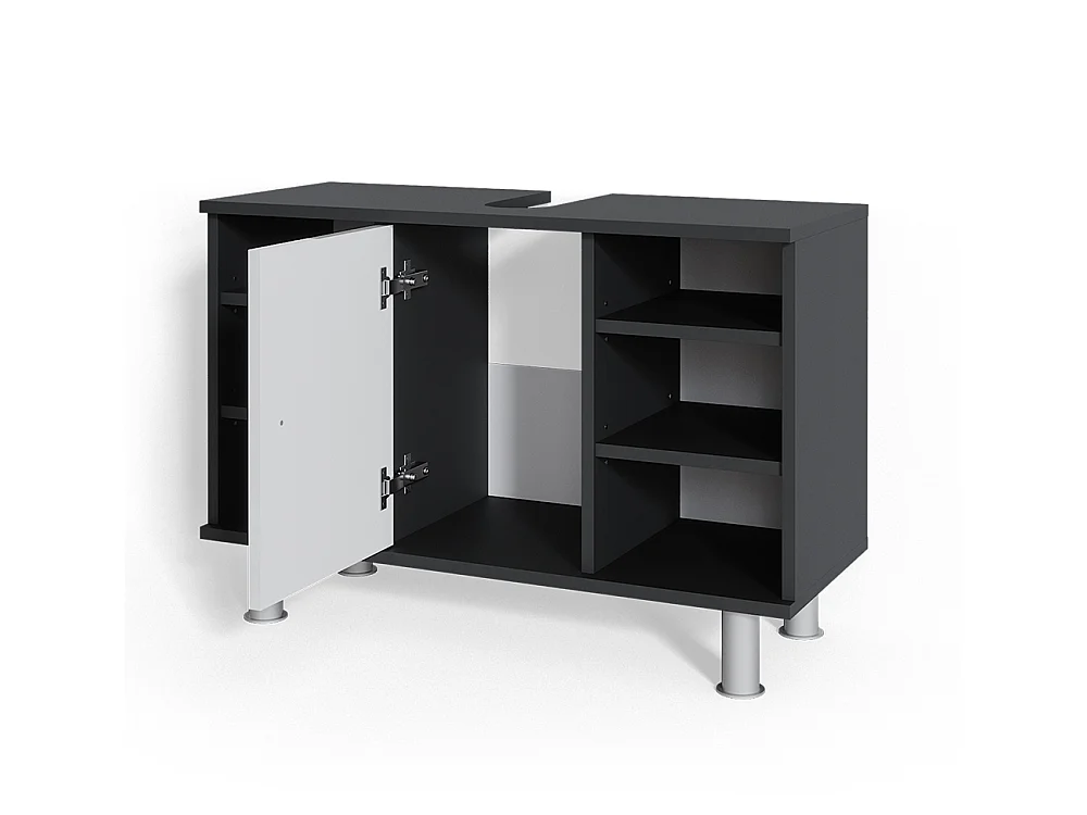 Meuble sous lavabo anthracite/blanc brillant 80x32x54 fynn