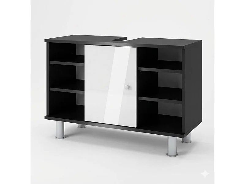 Mobiletto per lavabo antracite/bianco lucido 80x32x54 fynn