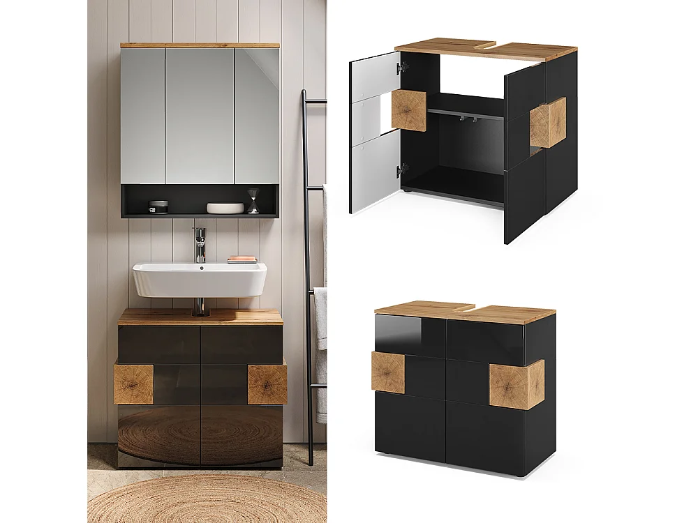 Meuble sous vasque simple anthracite 73.1x37x64 eden
