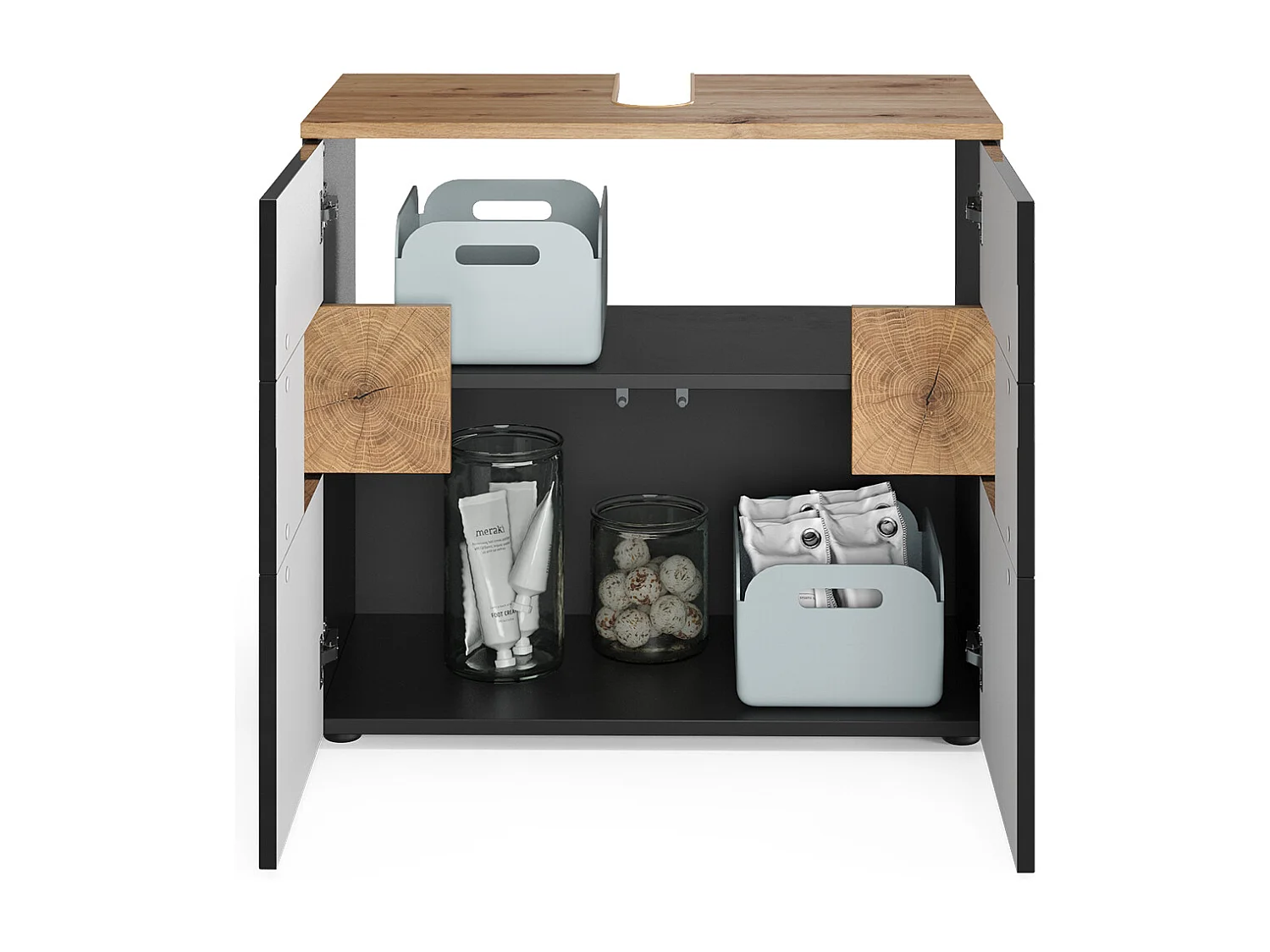 Meuble sous vasque simple anthracite 73.1x37x64 eden