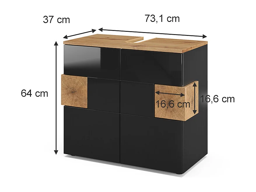 Meuble sous vasque simple anthracite 73.1x37x64 eden