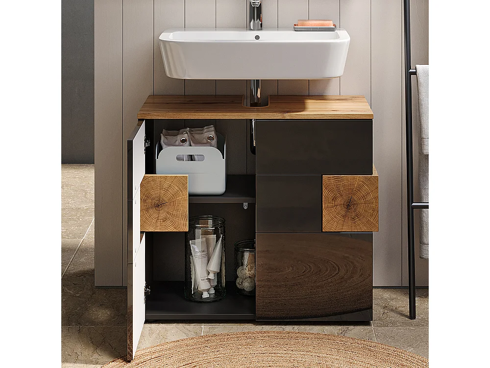 Meuble sous vasque simple anthracite 73.1x37x64 eden