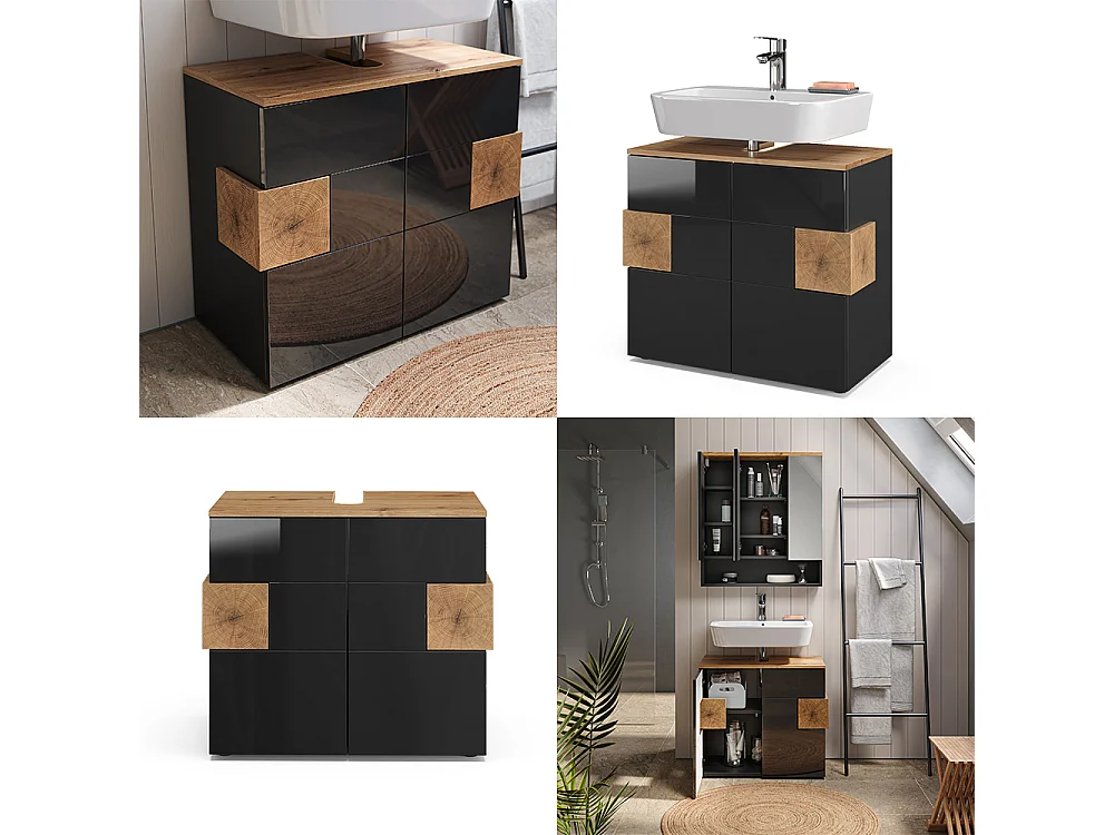 Meuble sous vasque simple anthracite 73.1x37x64 eden