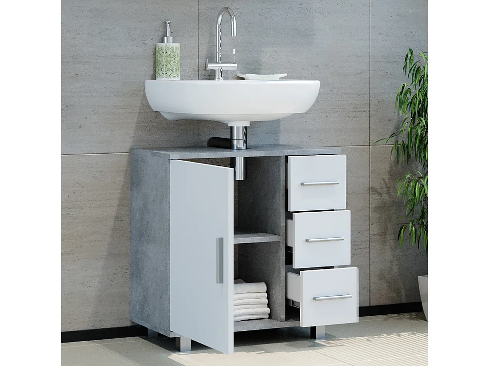 Meuble sous vasque simple béton 60x33x60.8 ilias