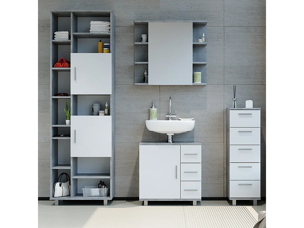 Meuble sous vasque simple béton 60x33x60.8 ilias