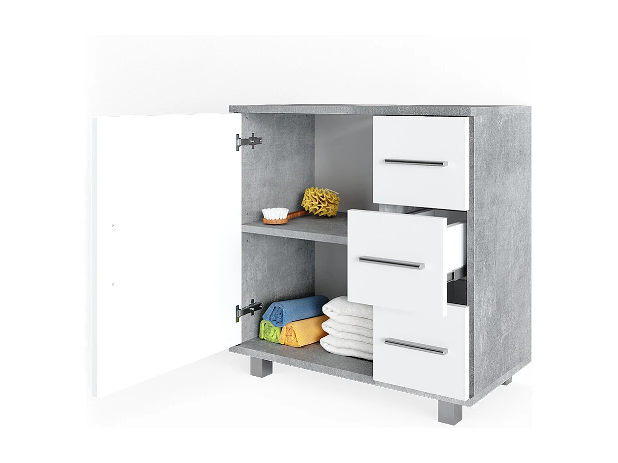 Meuble sous vasque simple béton 60x33x60.8 ilias