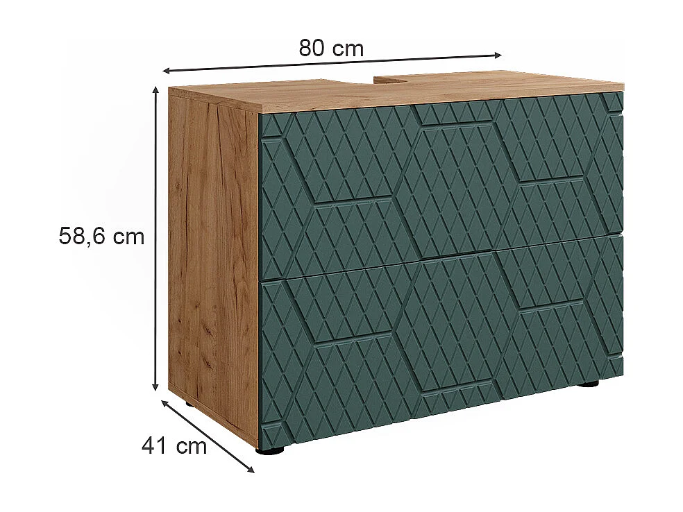 Meuble sous lavabo vert 80x41x58.6 irma