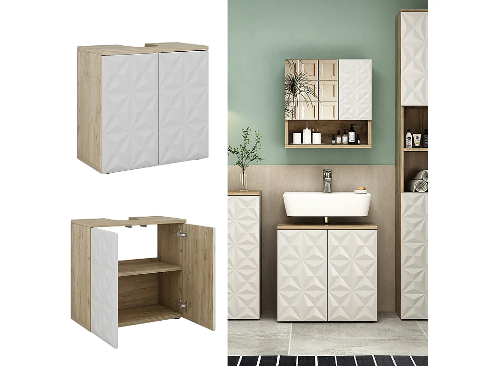 Meuble sous vasque simple blanc 60x30x57 edge