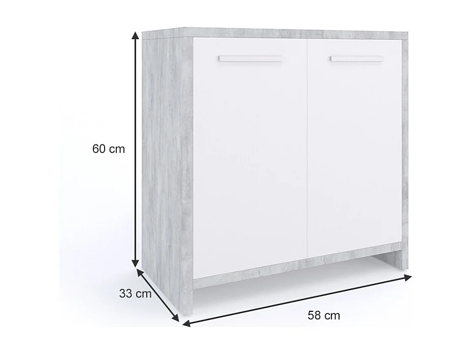 Meuble sous vasque simple béton 58x33x60 kiko