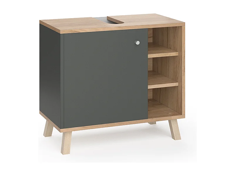 Meuble sous vasque simple anthracite 60x32x54 senyo