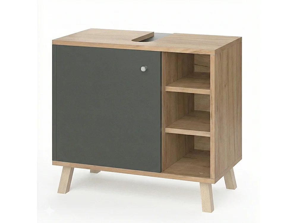 Meuble sous vasque simple anthracite 60x32x54 senyo