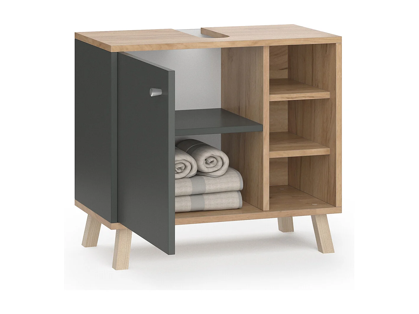 Meuble sous vasque simple anthracite 60x32x54 senyo