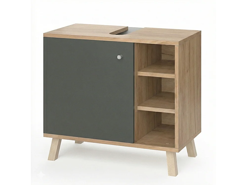 Meuble sous vasque simple anthracite 60x32x54 senyo