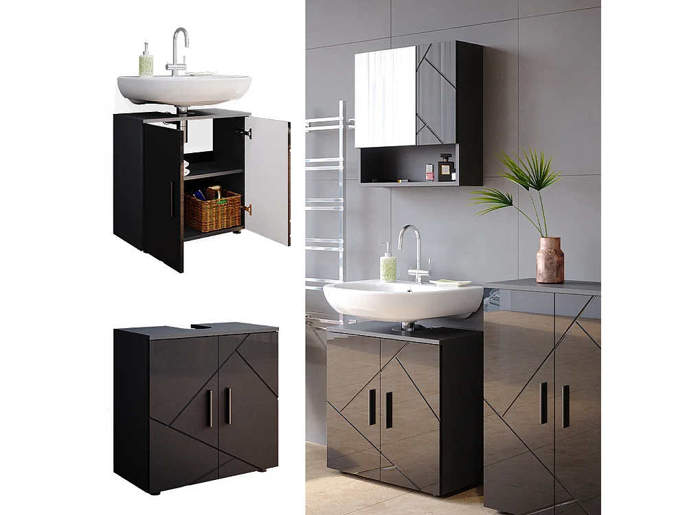 Mobile sottolavabo per bagno antracite lucido 60x30x59 irma