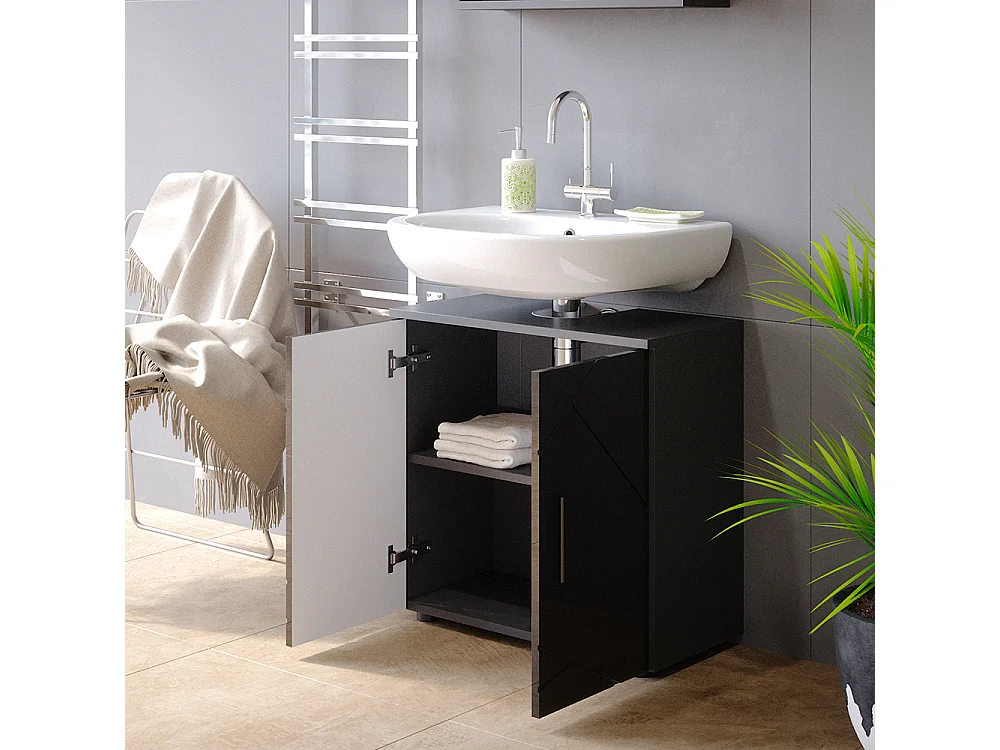 Meuble sous vasque simple anthracite haute brillance 60x30x59 irma