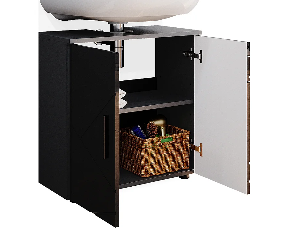 Meuble sous vasque simple anthracite haute brillance 60x30x59 irma